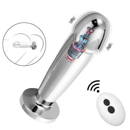 Venusfun Stainless Steel Vibrator Dildo Anal Plug With Remote Control