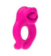 2 in 1 Couples Vibrator - Vibrating Cock Ring & Tongue Licking Clit Stimulator