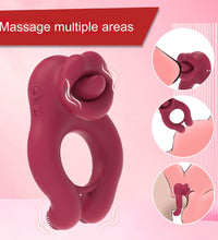 2 in 1 Couples Vibrator - Vibrating Cock Ring & Tongue Licking Clit Stimulator