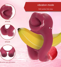 2 in 1 Couples Vibrator - Vibrating Cock Ring & Tongue Licking Clit Stimulator