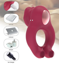 2 in 1 Couples Vibrator - Vibrating Cock Ring & Tongue Licking Clit Stimulator