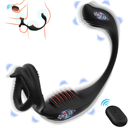 3 in 1 Vibrating Penis Ring Prostate Massager with Remote