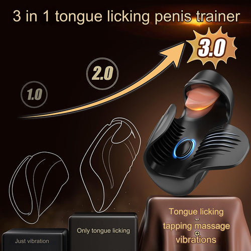 3 in 1 Tongue Licking & Tapping Penis Stroker Trainer