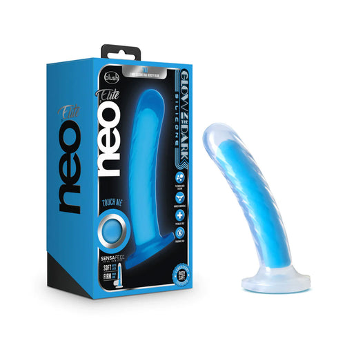 Blush Neo Elite Tao 7 Inch Dildo Glow In The Dark Neon Blue