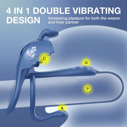 4 in 1 Vibraitng Cock Ring Clit Stimulator Couples Toy with Remote