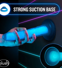 Blush Neo Elite Prysm Glow In The Dark Neon Blue 7 Inch Dual Density Realistic Dildo