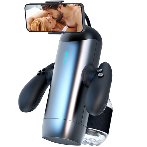 Automatic Thrusting Male Masturbator with Double Handle & Phone Holder