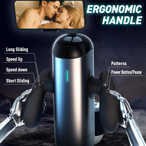 Automatic Thrusting Male Masturbator with Double Handle & Phone Holder