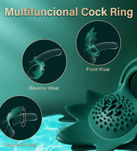 Double Cock Ring Vibrator Rose Clit Stimulator with Remote