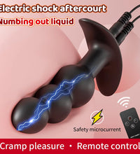 Electric Shock Butt Plug Anal Beaded Prostate Massager with Remote Control