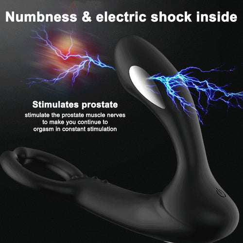 Electric Shock Prostate Massager Vibrating Cock Ring with Remote