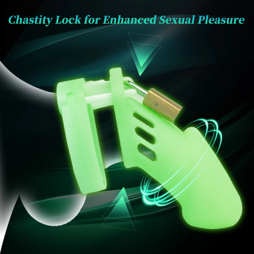 Venusfun Glow Silicone Chastity Cage with Penis Rings and Adjustable Lock