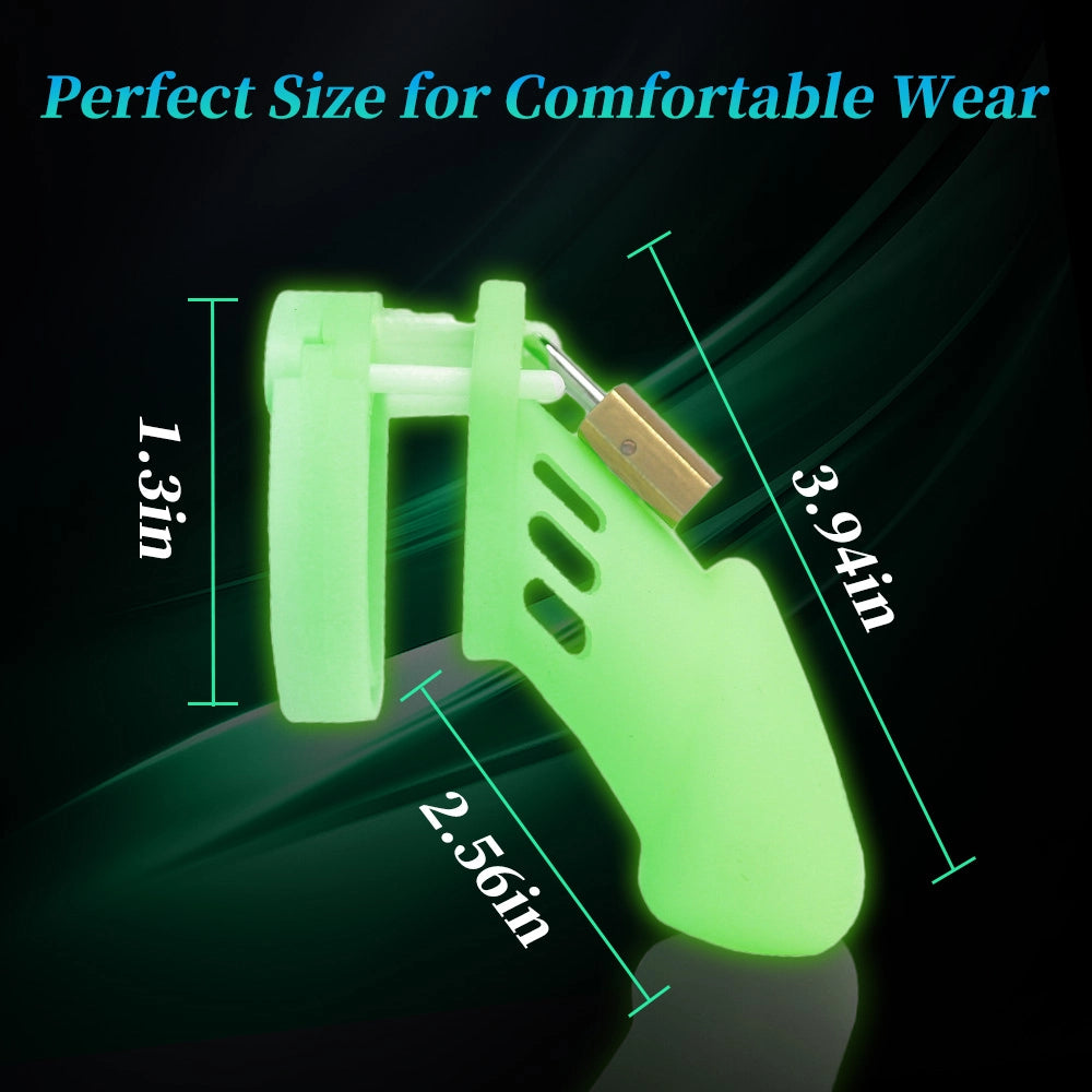 Venusfun Glow Silicone Chastity Cage with Penis Rings and Adjustable Lock