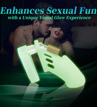 Venusfun Glow Silicone Chastity Cage with Penis Rings and Adjustable Lock