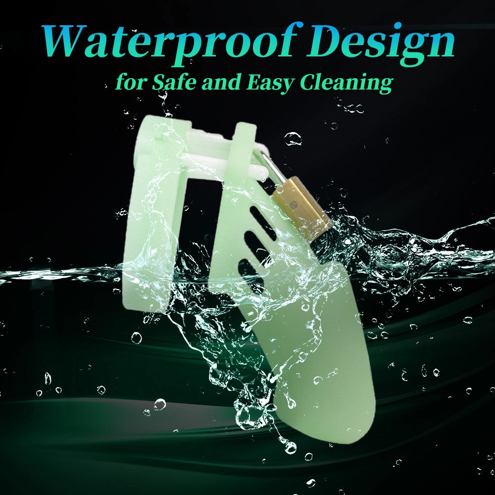 Venusfun Glow Silicone Chastity Cage with Penis Rings and Adjustable Lock