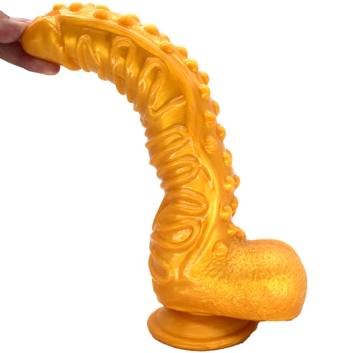 FAAK 10 Inch G-spot Dildo Wave Textured Penis with Suction Cup