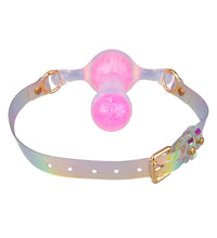 Venusfun BDSM Ball Gag with Liquid Silicone Glass Bead Adjustable Mouth Gag for Couples