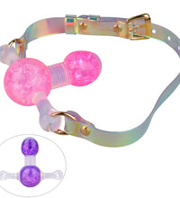 Venusfun BDSM Ball Gag with Liquid Silicone Glass Bead Adjustable Mouth Gag for Couples