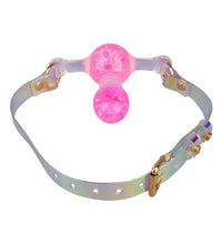 Venusfun BDSM Ball Gag with Liquid Silicone Glass Bead Adjustable Mouth Gag for Couples