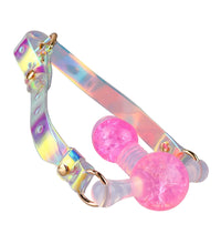 Venusfun BDSM Ball Gag with Liquid Silicone Glass Bead Adjustable Mouth Gag for Couples