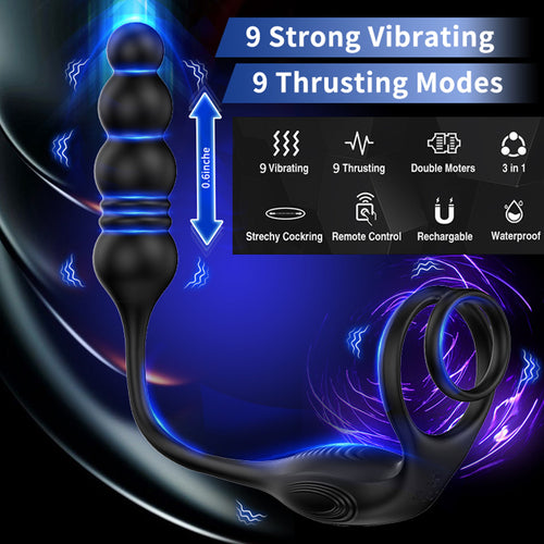 Venusfun Vibrating Cock Ring & Anal Plug 3 in 1 Male Prostate Massager