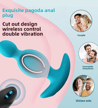 Pagoda Anal Beaded Vibrating Butt Plug with Remote Control