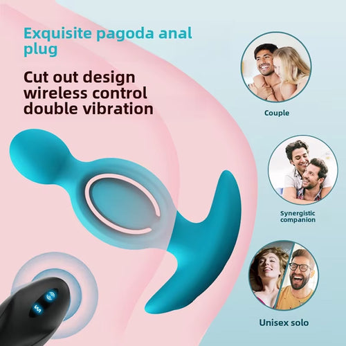 Pagoda Anal Beaded Vibrating Butt Plug with Remote Control