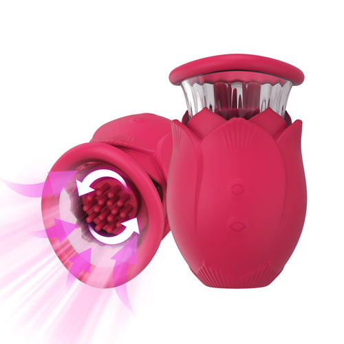 Rotating & Sucking Clit Nipple Stimulator Rose Vibrator