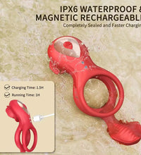 Vibrating Rose Cock Ring With Clit Stimulators APP Controls