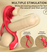 Vibrating Rose Cock Ring With Clit Stimulators APP Controls