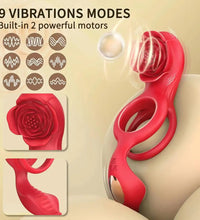 Vibrating Rose Cock Ring With Clit Stimulators APP Controls