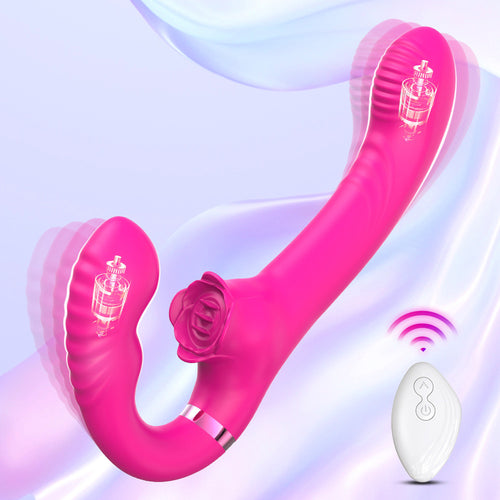 Strapless G-spot Vibrator Tongue Licking Clit Stimulator with Remote