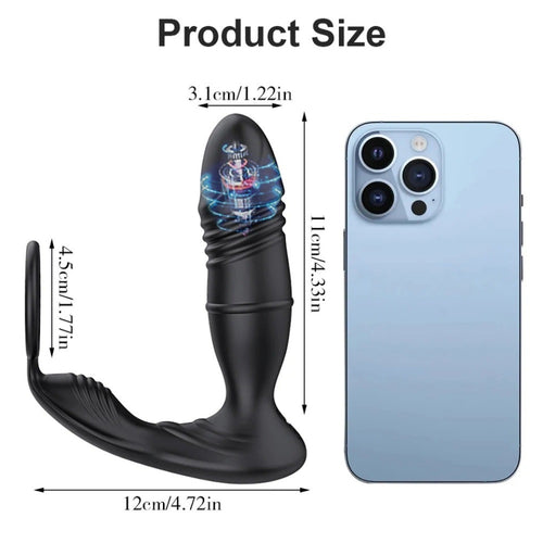 Thrusting Prostate Massager Butt Plug Vibrator With Cock Ring