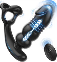 Thrusting & Vibrating Prostate Massager Cock Ring with Remote Control