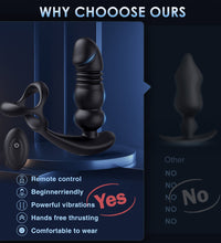 Thrusting & Vibrating Prostate Massager Cock Ring with Remote Control