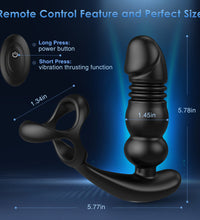 Thrusting & Vibrating Prostate Massager Cock Ring with Remote Control