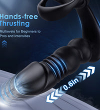 Thrusting & Vibrating Prostate Massager Cock Ring with Remote Control