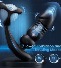 Thrusting & Vibrating Prostate Massager Cock Ring with Remote Control