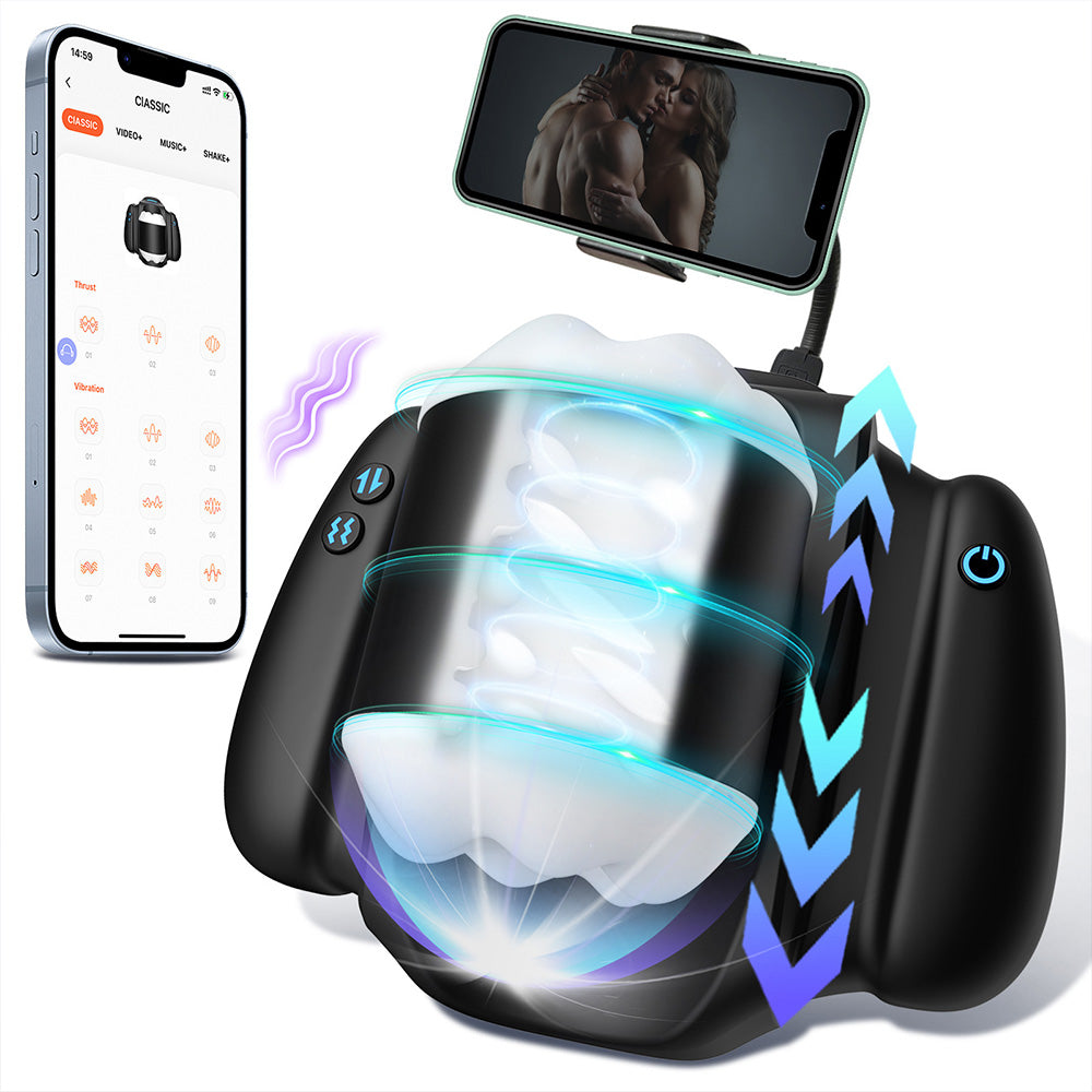 Thrusting & Vibrating Automatic Masturbator with Phone Holder & APP Control