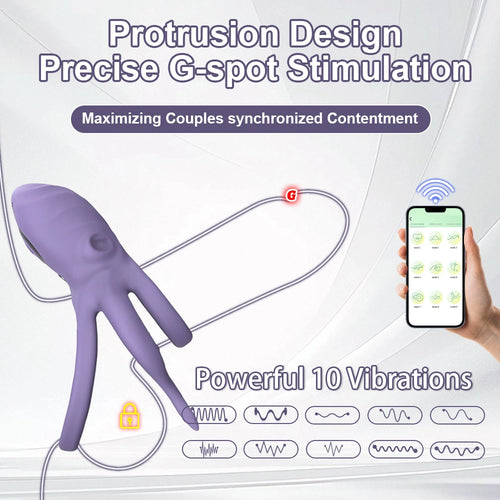 Venusfun App Controlled Vibrating Cock Ring 10 Modes Silicone Ring for Shared Orgasms