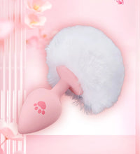 Venusfun Cat Paw Tail Silicone Anal Plug Soft Fluffy Tail Toy for BDSM and Role Play