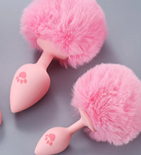 Venusfun Cat Paw Tail Silicone Anal Plug Soft Fluffy Tail Toy for BDSM and Role Play