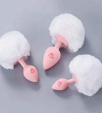 Venusfun Cat Paw Tail Silicone Anal Plug Soft Fluffy Tail Toy for BDSM and Role Play
