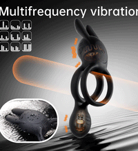 Venusfun Double Ring Rabbit Silicone Vibrating Testicle Stimulator Penis Ring