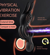 Venusfun Double Ring Rabbit Silicone Vibrating Testicle Stimulator Penis Ring
