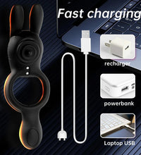 Venusfun Double Ring Rabbit Silicone Vibrating Testicle Stimulator Penis Ring