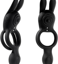 Venusfun Double Ring Rabbit Silicone Vibrating Testicle Stimulator Penis Ring