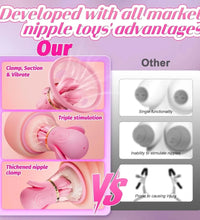Venusfun PinchTech Nipple Clamp Breast Massager with Suction and Vibration for Intense Pleasure
