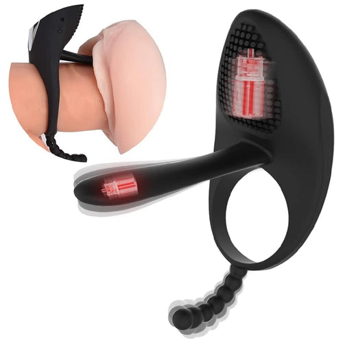 Venusfun Vibrating Penis Ring with Tongue-Shaped Clitoral Stimulator and Anal Beads for Couples