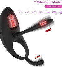 Venusfun Vibrating Penis Ring with Tongue-Shaped Clitoral Stimulator and Anal Beads for Couples